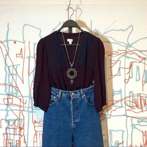 Ya brand plum colored peasant top